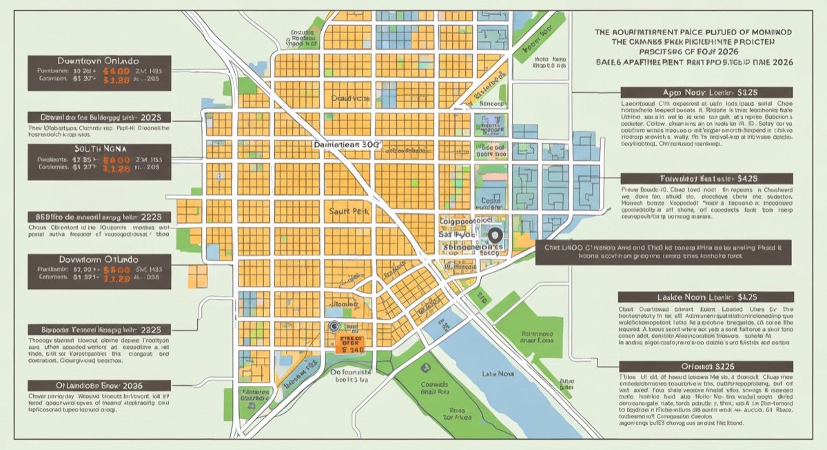 Orlando apartment rent price ranges 2026 by neighborhood, downtown to Lake Nona