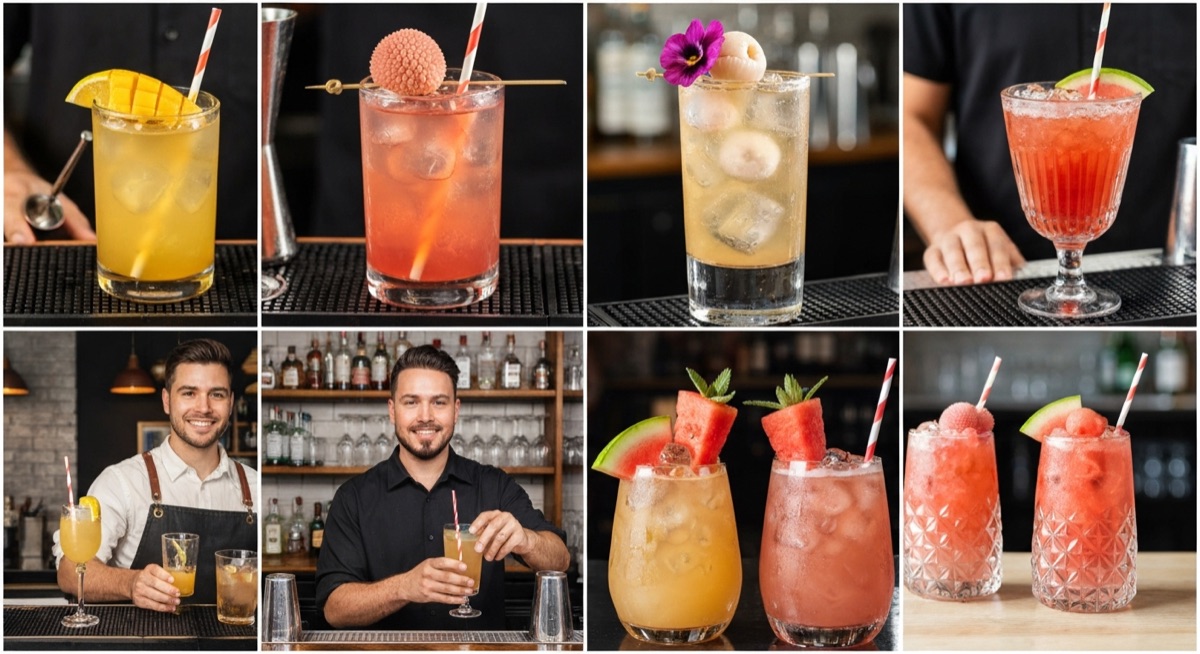 Summer cocktails Orlando: mango mezcal, lychee gimlet, and watermelon drinks at local bars