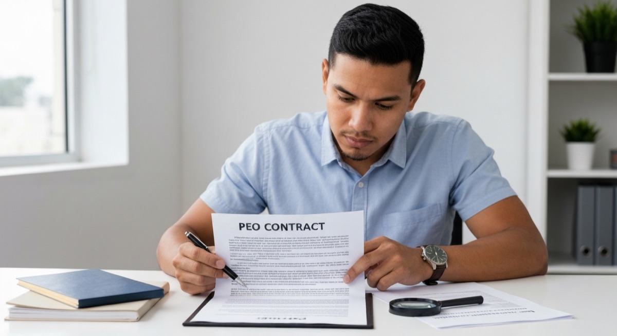 Orlando small business owner reviewing PEO contract with local compliance details